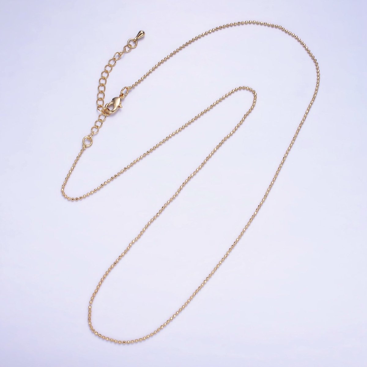14K Gold Filled 1mm Bead Ball Chain 17.5 Inch, 19.5 Inch Necklace w. Extender | WA-2428 WA-2429