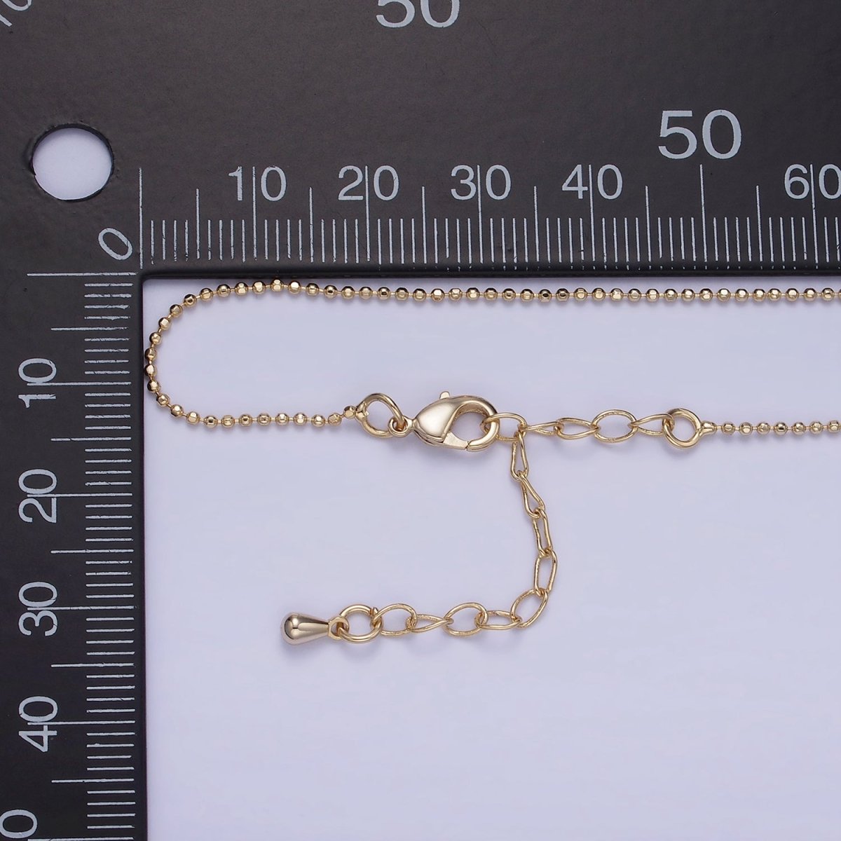 14K Gold Filled 1mm Bead Ball Chain 17.5 Inch, 19.5 Inch Necklace w. Extender | WA-2428 WA-2429