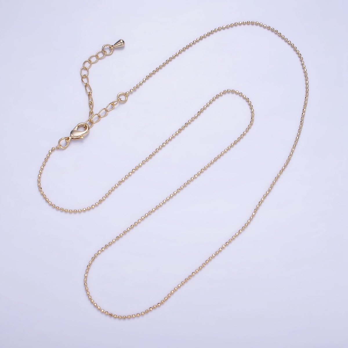 14K Gold Filled 1mm Bead Ball Chain 17.5 Inch, 19.5 Inch Necklace w. Extender | WA-2428 WA-2429