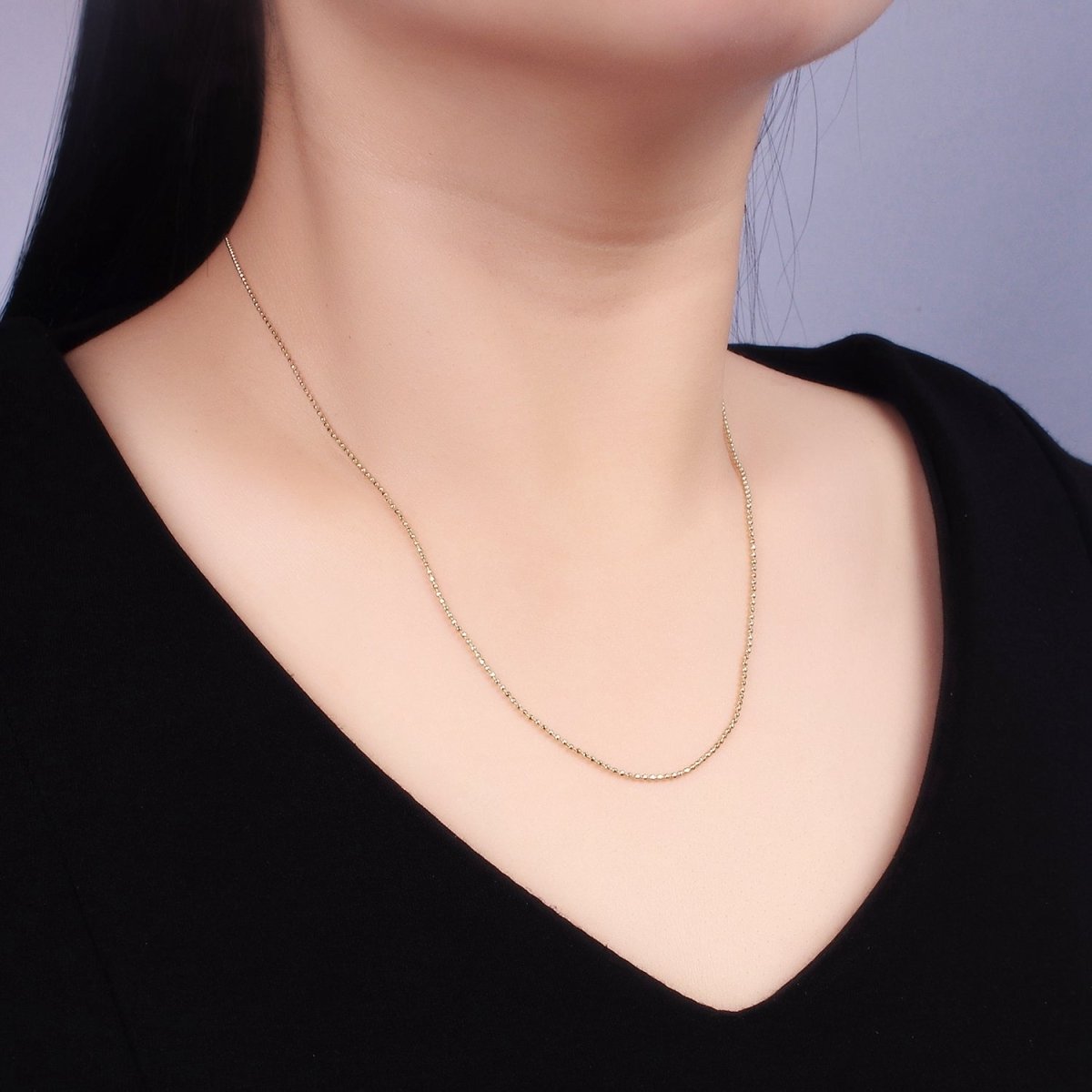 14K Gold Filled 1mm Bead Ball Chain 17.5 Inch, 19.5 Inch Necklace w. Extender | WA-2428 WA-2429