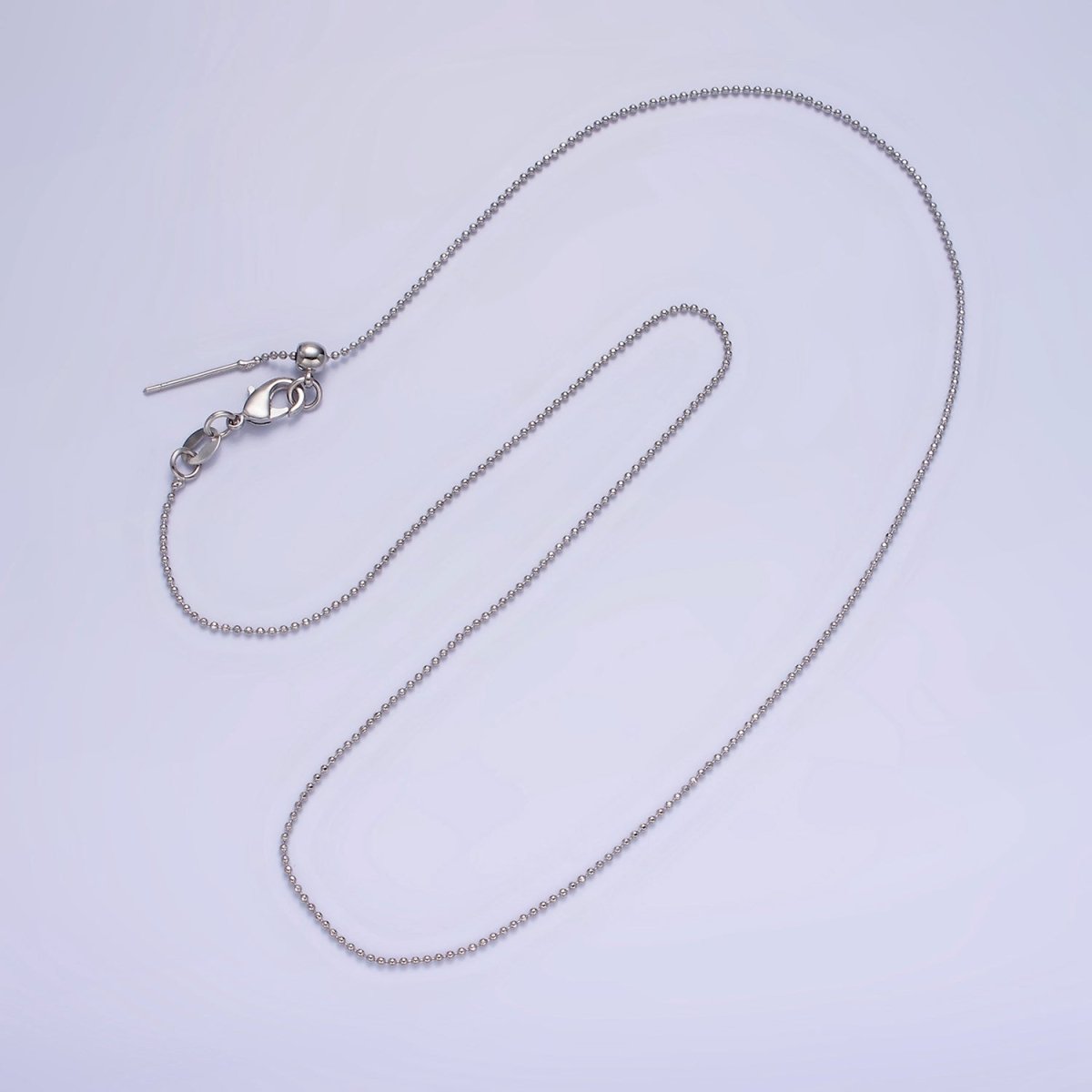 14K Gold Filled 1mm Bead Chain 17.5 Inch Needle Slider Necklace in Gold & Silver | WA-2426 WA-2427