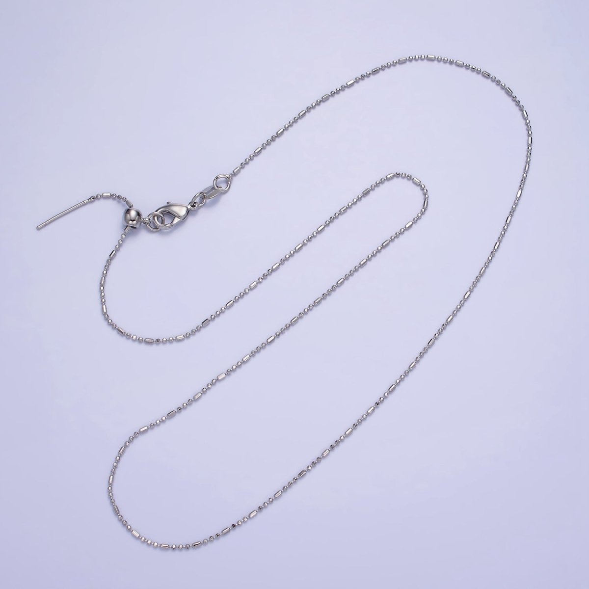 14K Gold Filled 1mm Bead Tube Chain 18 Inch Slider Necklace in Gold & Silver | WA-2423 WA-2424
