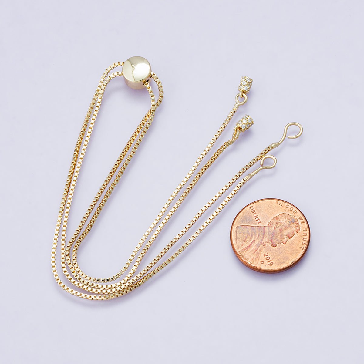 14K Gold Filled 1mm Box Chain Bolo Slider Adjustable 19 Inch Necklace ...