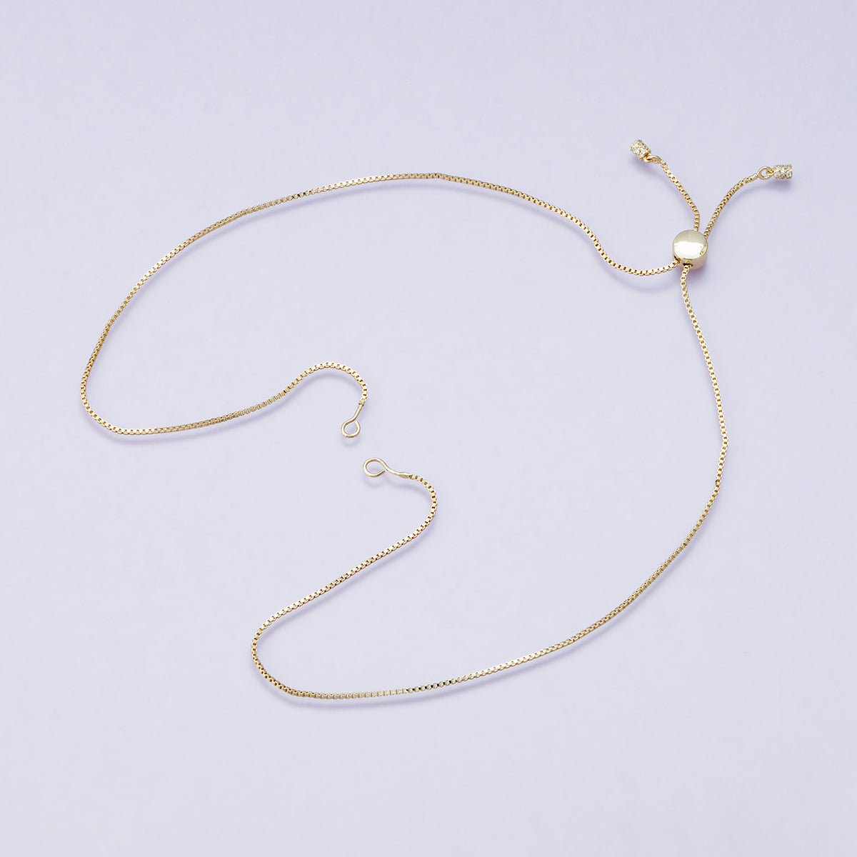 14K Gold Filled 1mm Box Chain Bolo Slider Adjustable 19 Inch Necklace ...