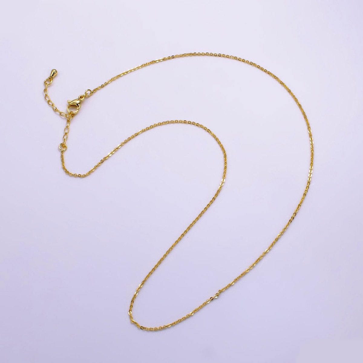 14K Gold Filled 1mm Cable Chain 18 Inch Necklace w. Extender | WA-2453 - DLUXCA