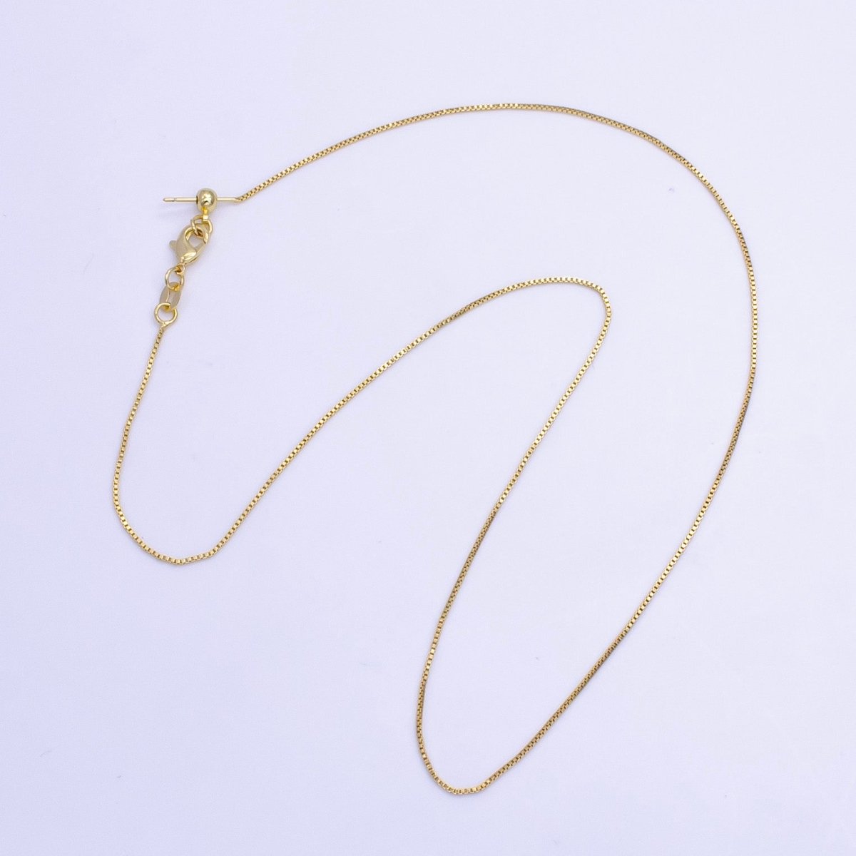 14K Gold Filled 1mm Dainty Box Chain 19 Inch Layering Adjustable Slider Necklace | WA - 707 - DLUXCA