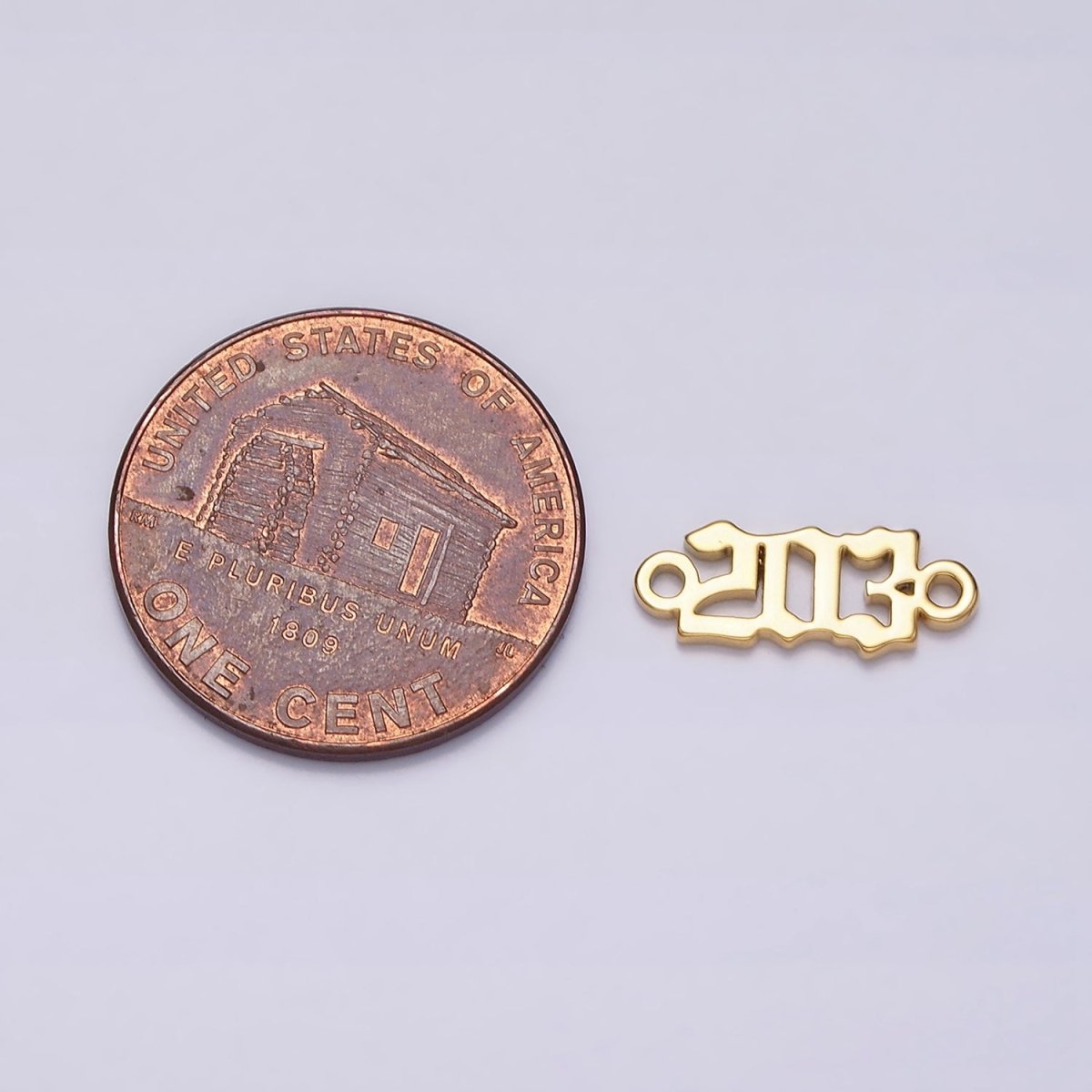 14K Gold Filled 203 Script Numerology Connector in Gold & Silver | F150
