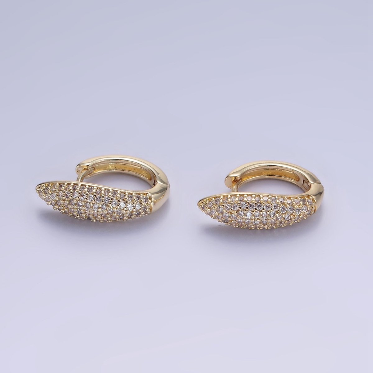 14K Gold Filled 20mm, 18mm, 21mm Micro Paved CZ Bar Huggie Earrings | AB1316 - AB1318
