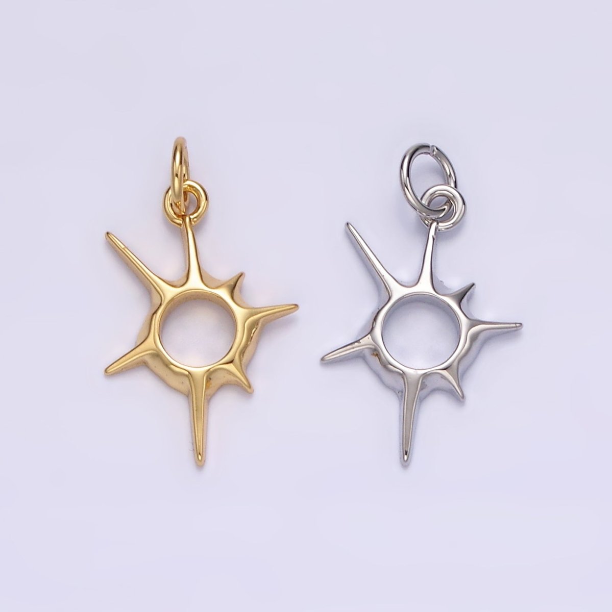 14K Gold Filled 20mm, 30mm Open Abstract Celestial Sun Ray Charm in Gold & Silver N-1108 N-1109 N-1116 N-1117