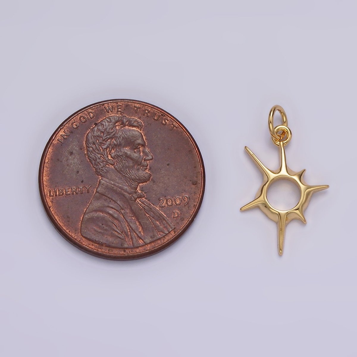 14K Gold Filled 20mm, 30mm Open Abstract Celestial Sun Ray Charm in Gold & Silver N-1108 N-1109 N-1116 N-1117