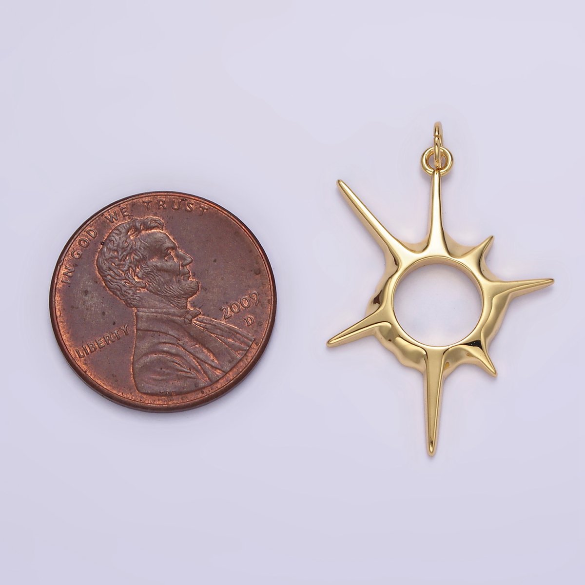 14K Gold Filled 20mm, 30mm Open Abstract Celestial Sun Ray Charm in Gold & Silver N-1108 N-1109 N-1116 N-1117