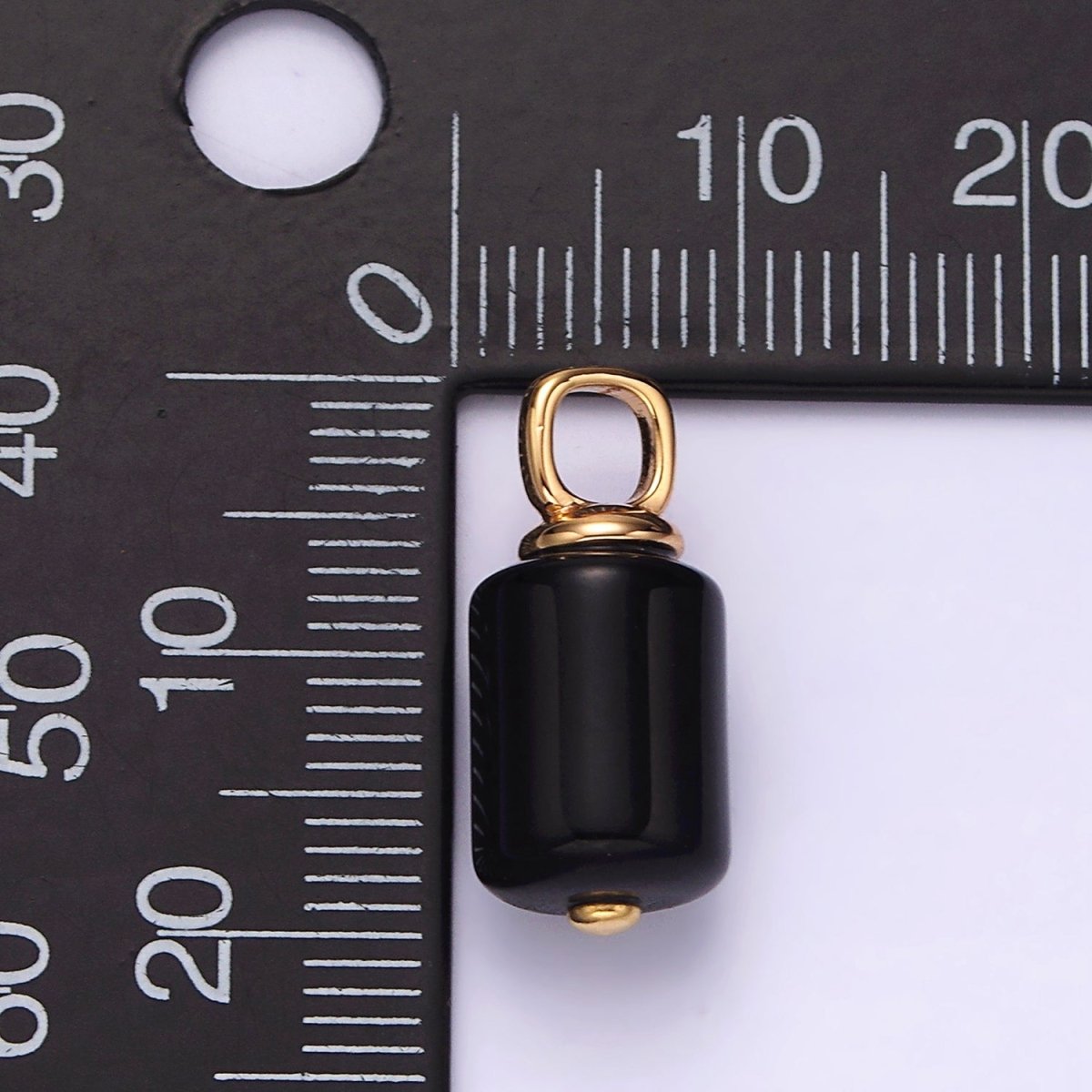 14K Gold Filled 20mm Black Onyx Tube Pendant | N1992 - DLUXCA