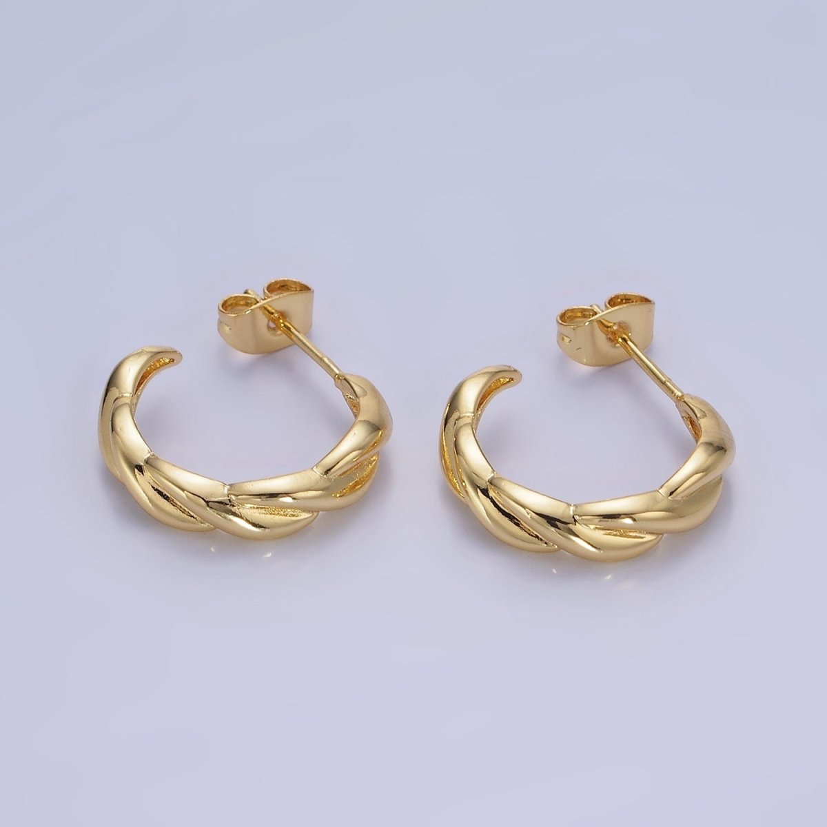 14K Gold Filled 20mm Braided C-Shaped Hoop Earrings | AB1320 - DLUXCA