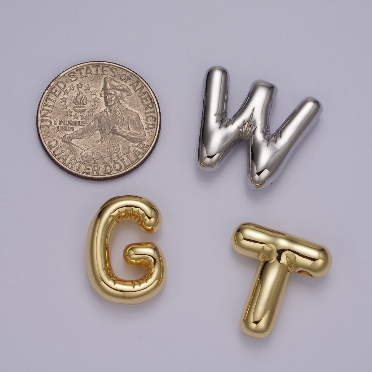 14K Gold Filled 20mm Chubby Balloon Initial Letter Pendant | A1067-A1079
