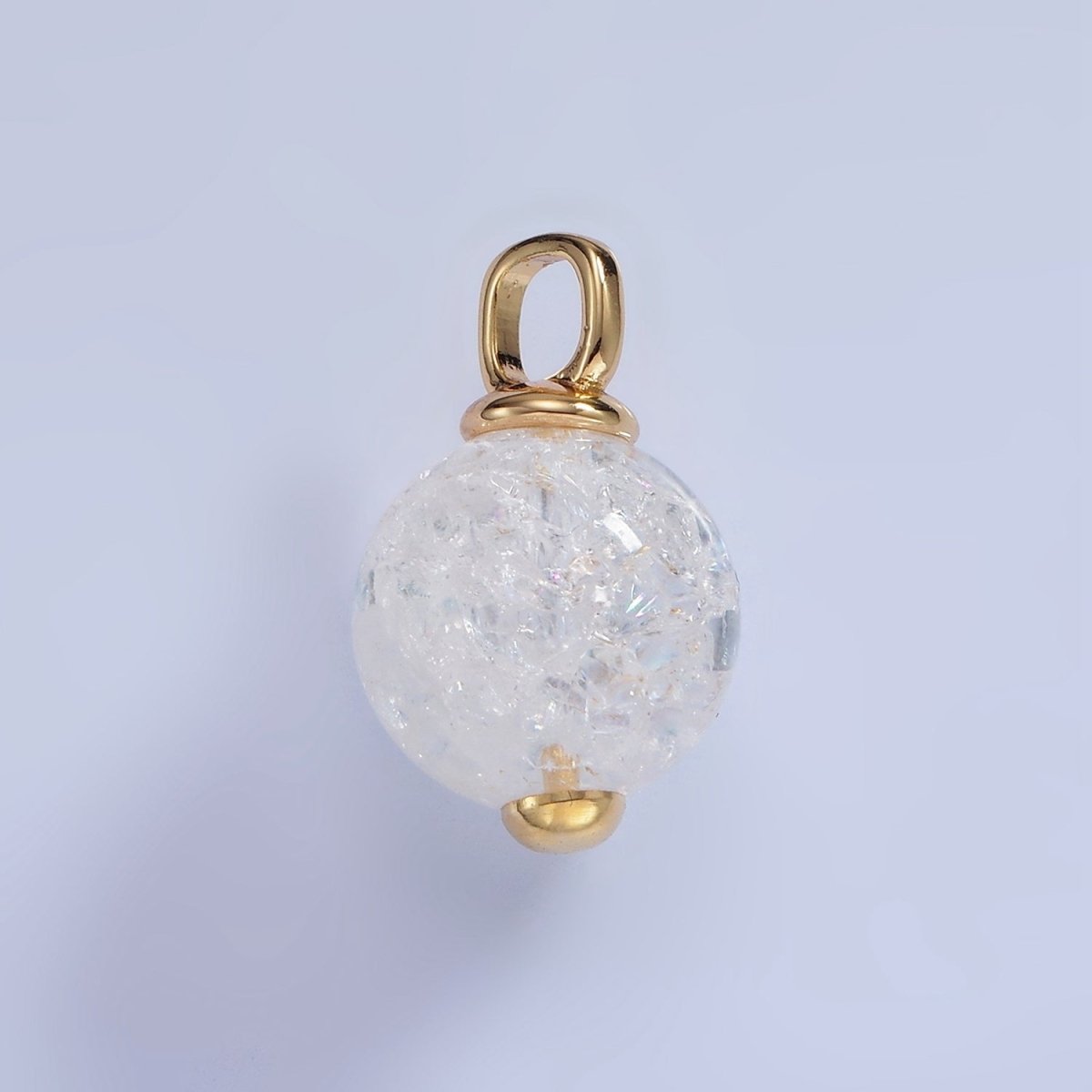 14K Gold Filled 20mm Clear Crystal Quartz Round Drop Pendant | AA1120 - DLUXCA