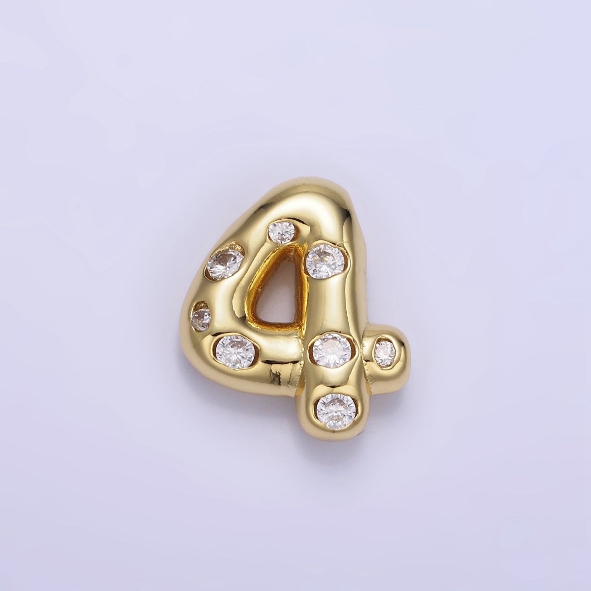 14K Gold Filled 20mm Clear CZ Chubby Balloon Number Numerical Pendant | AG775 - AG779