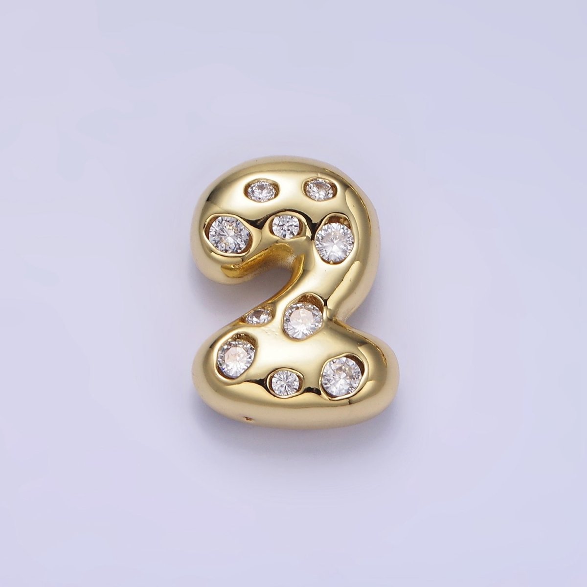 14K Gold Filled 20mm Clear CZ Chubby Balloon Number Numerical Pendant | AG775 - AG779