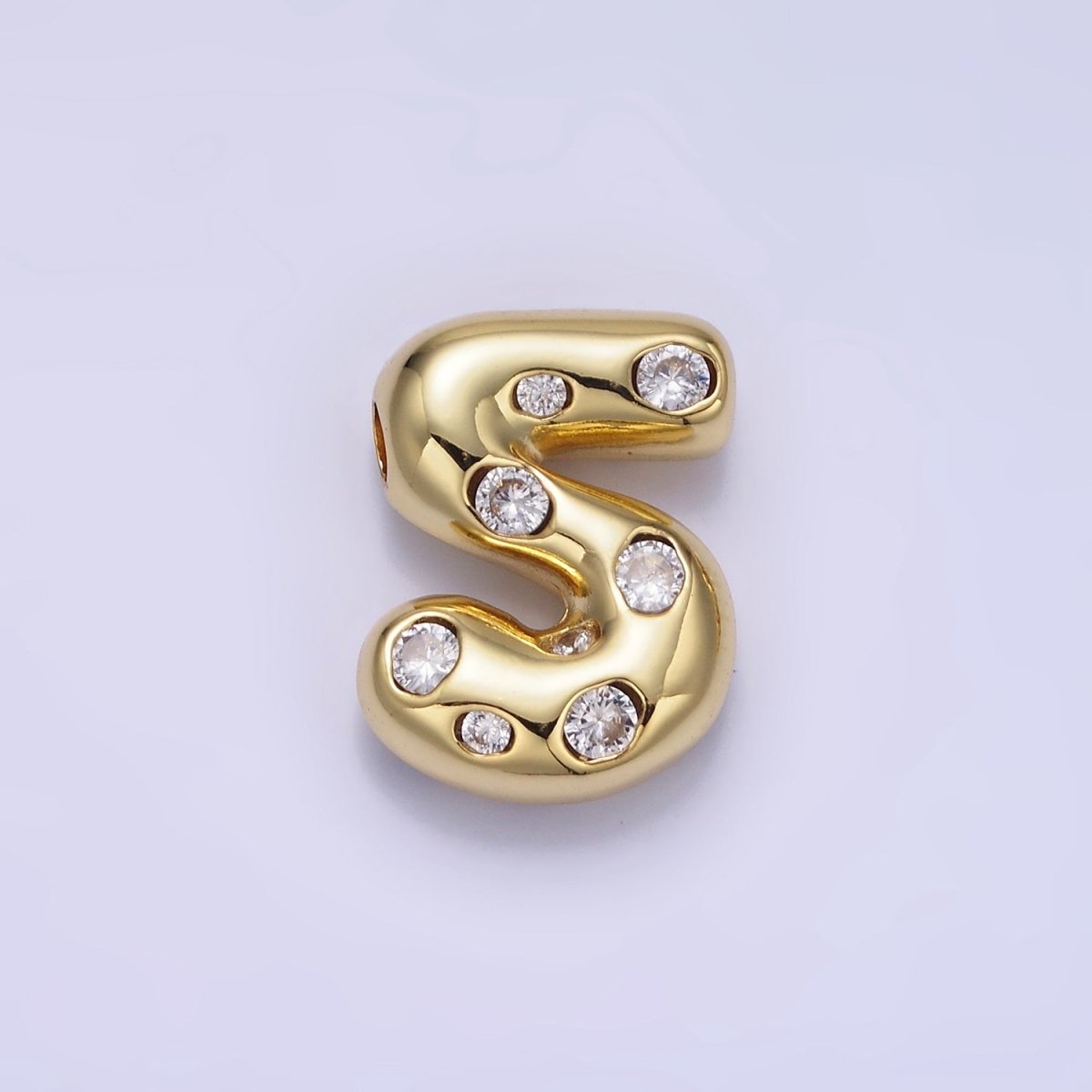 14K Gold Filled 20mm Clear CZ Chubby Balloon Number Numerical Pendant | AG775 - AG779