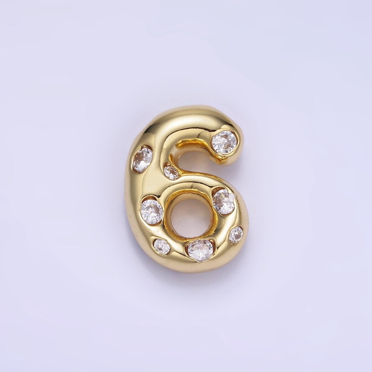14K Gold Filled 20mm Clear CZ Chubby Balloon Number Numerical Pendant | AG775 - AG779