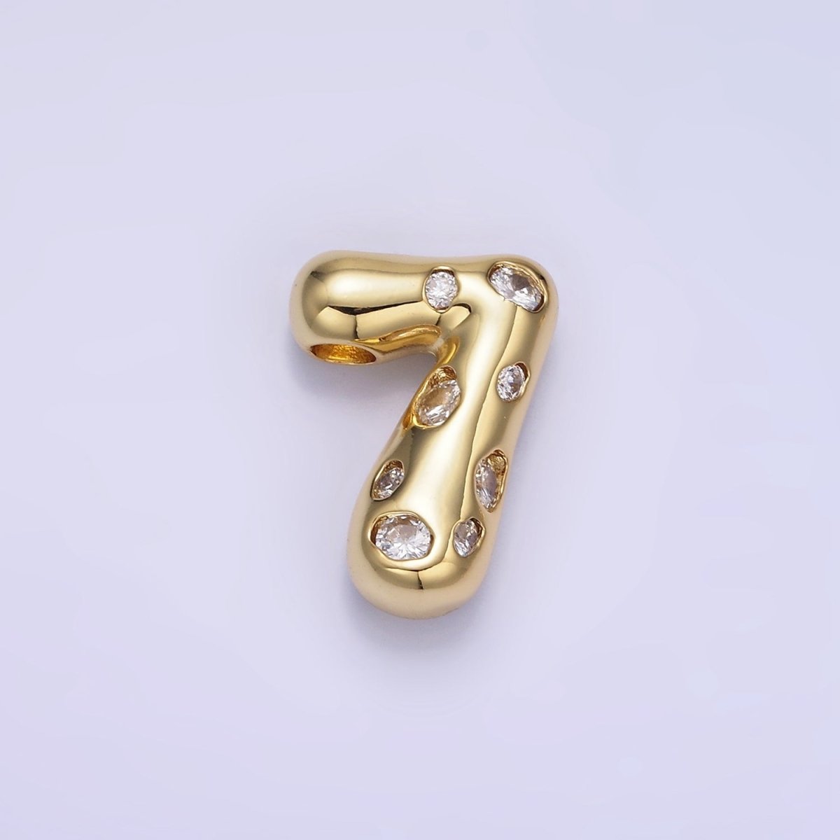 14K Gold Filled 20mm Clear CZ Chubby Balloon Number Numerical Pendant | AG775 - AG779