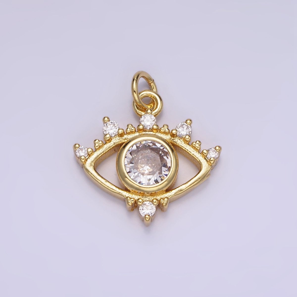 14K Gold Filled 20mm Clear CZ Open Evil Eye Charm | AG-641 - DLUXCA