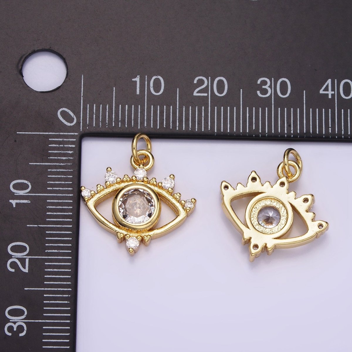 14K Gold Filled 20mm Clear CZ Open Evil Eye Charm | AG-641 - DLUXCA