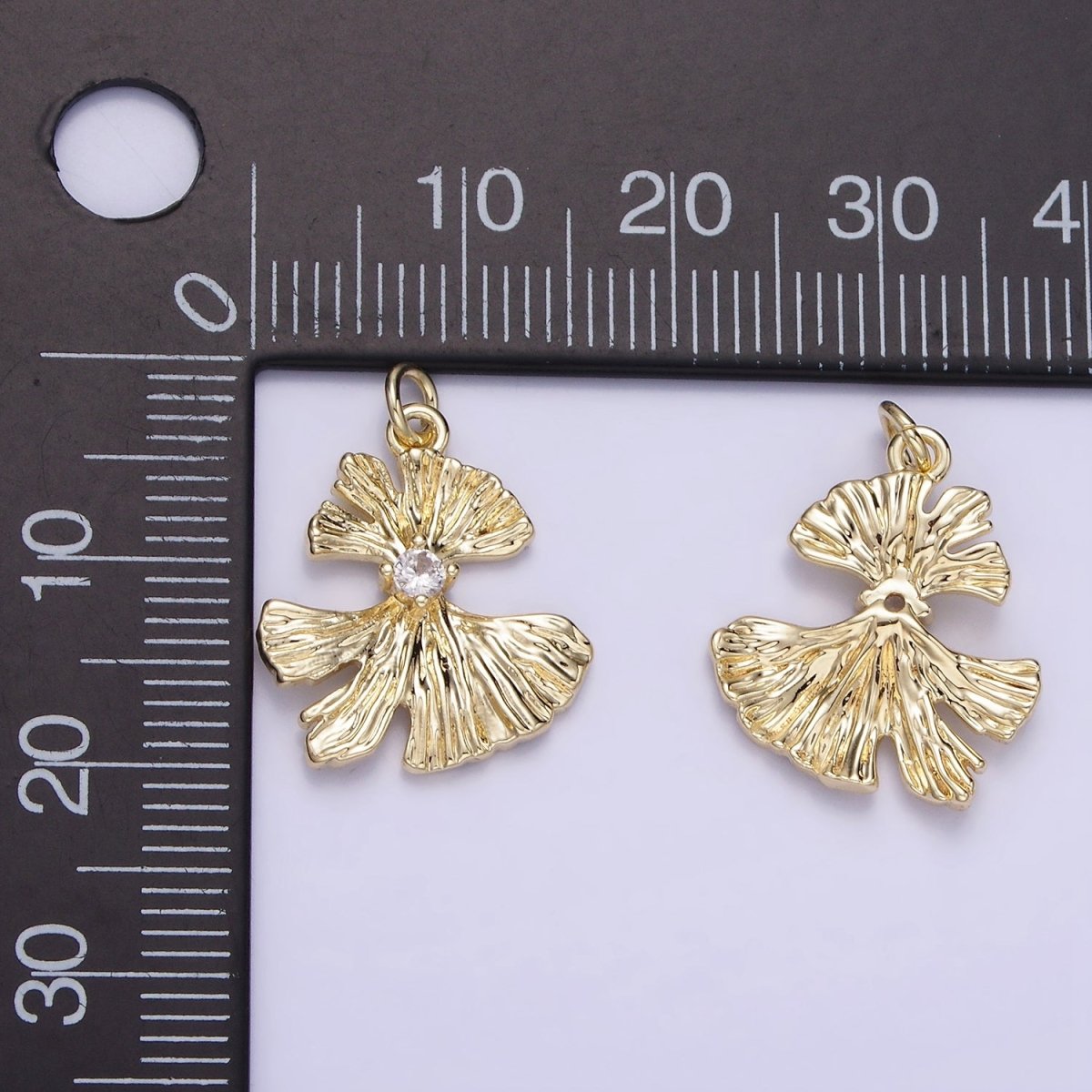 14K Gold Filled 20mm CZ Foil Abstract Charm | AG740 - DLUXCA