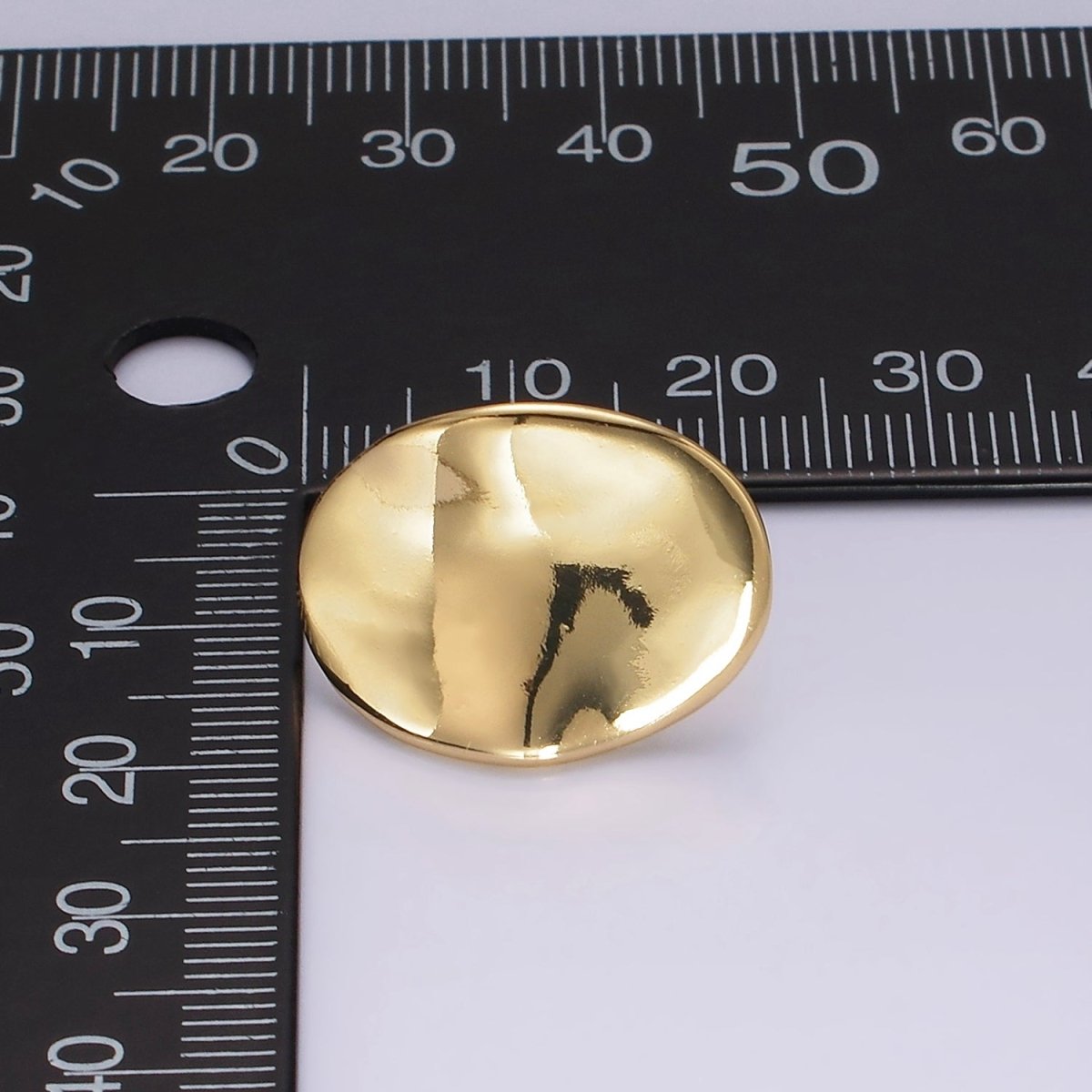 14K Gold Filled 20mm Dented Abstract Oval Minimalist Stud Earrings in Gold & Silver | AE365 AE366