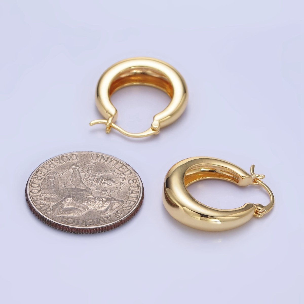 14K Gold Filled 20mm Dome Minimalist Latch Hoop Earrings in Gold & Silver | AB1338 P482