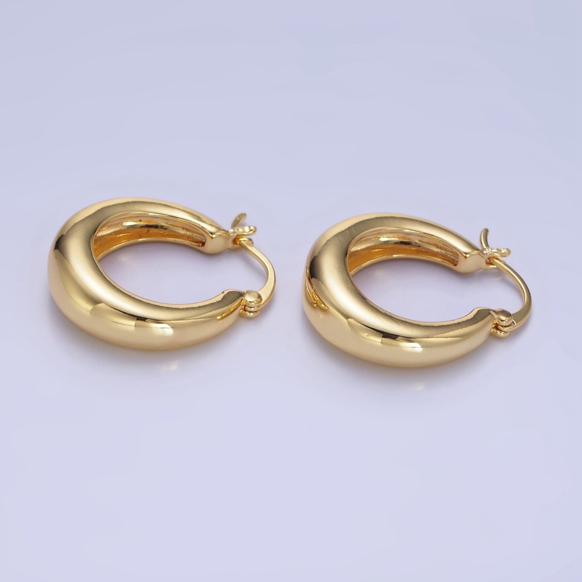 14K Gold Filled 20mm Dome Minimalist Latch Hoop Earrings in Gold & Silver | AB1338 P482