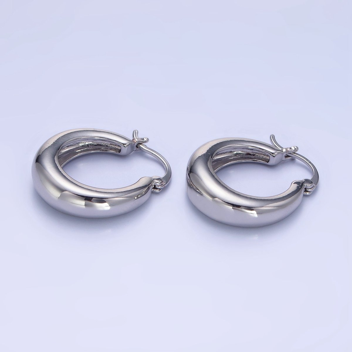 14K Gold Filled 20mm Dome Minimalist Latch Hoop Earrings in Gold & Silver | AB1338 P482