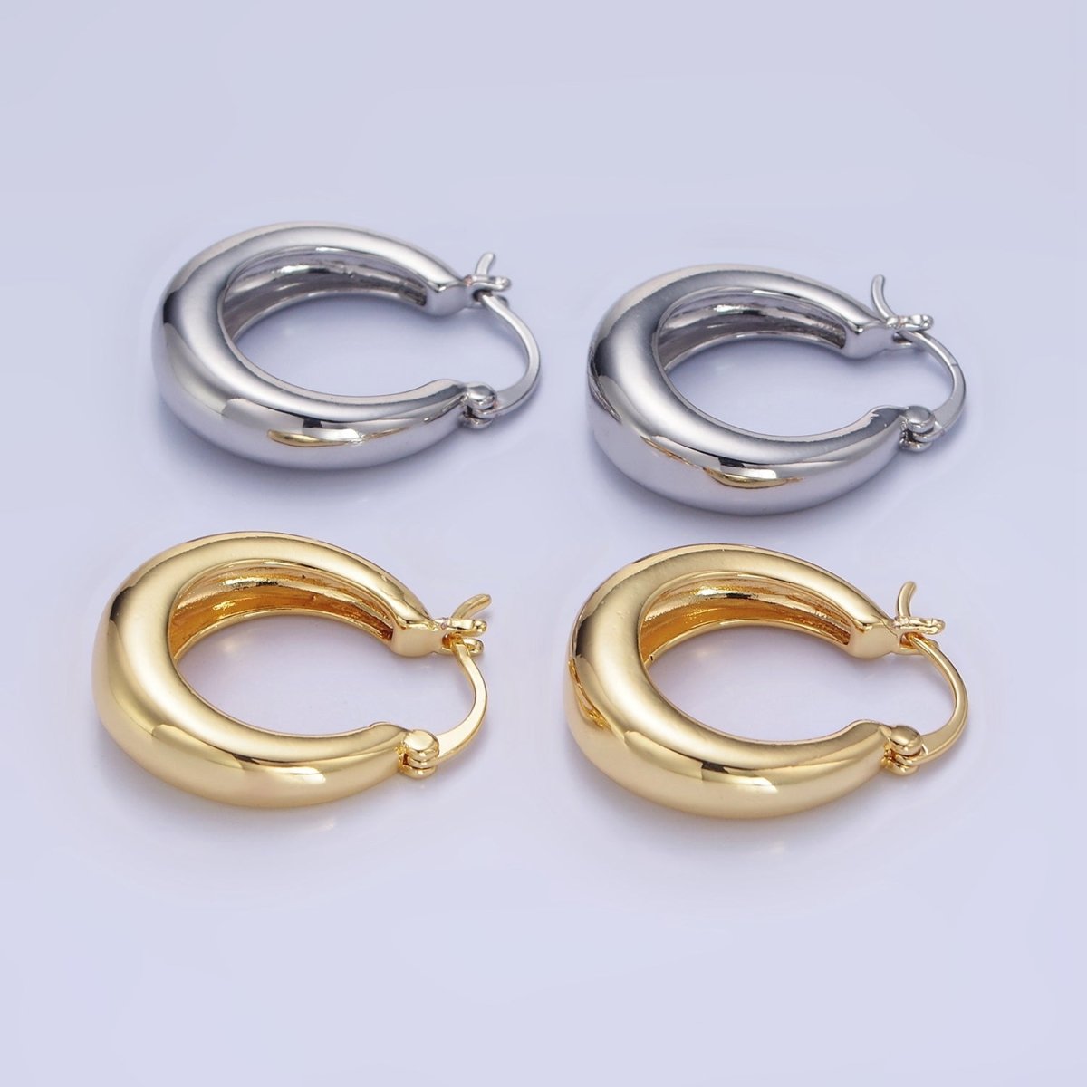 14K Gold Filled 20mm Dome Minimalist Latch Hoop Earrings in Gold & Silver | AB1338 P482
