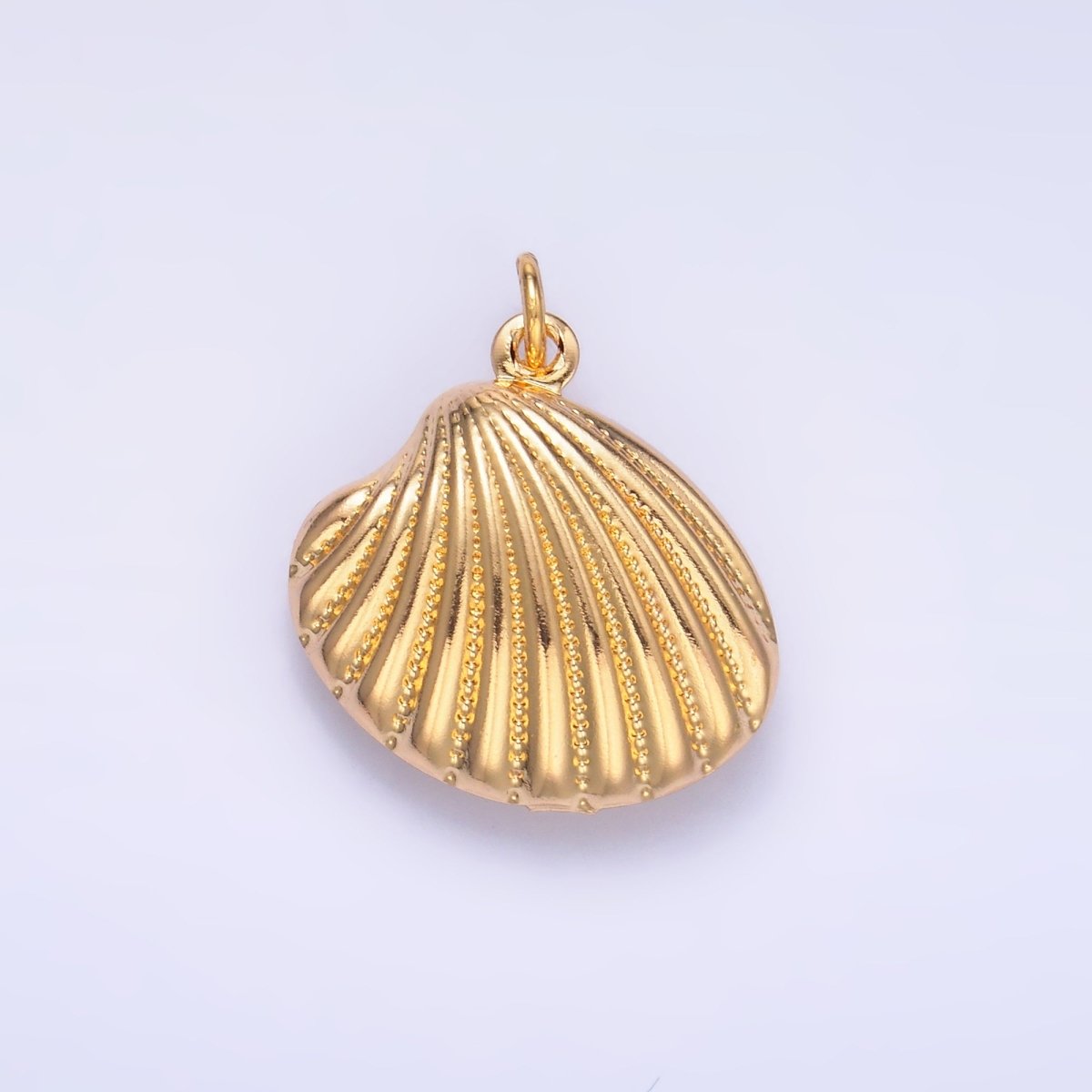 14K Gold Filled 20mm Dotted Lined Clam Sea Shell Charm | AG618 - DLUXCA