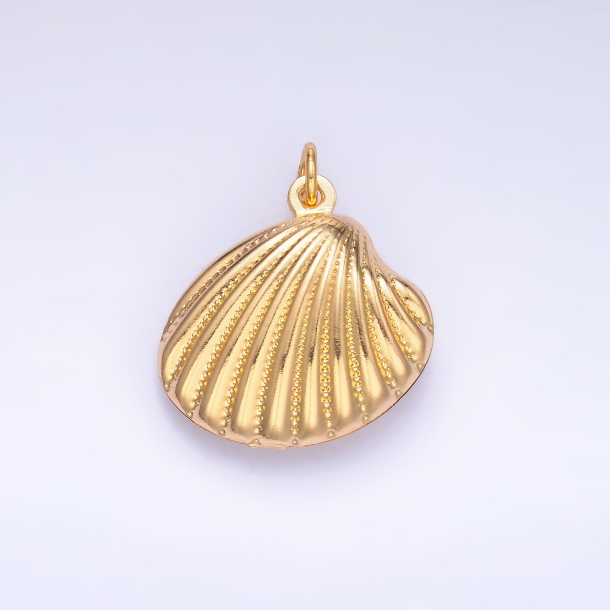 14K Gold Filled 20mm Dotted Lined Clam Sea Shell Charm | AG618 - DLUXCA