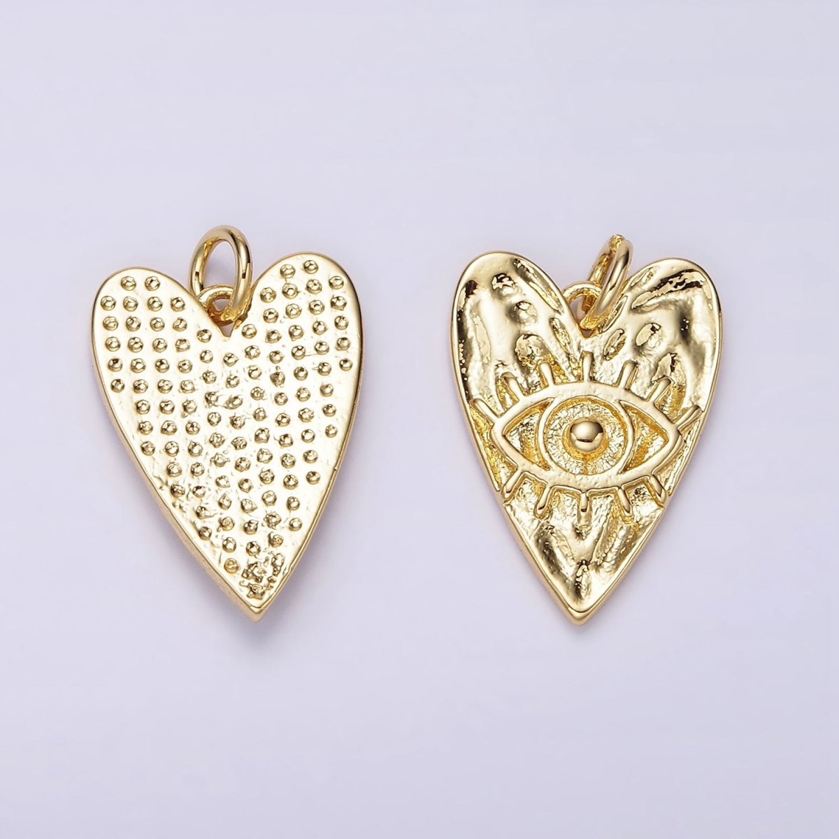 14K Gold Filled 20mm Evil Eye Hammered Heart Charm | AC910 - DLUXCA