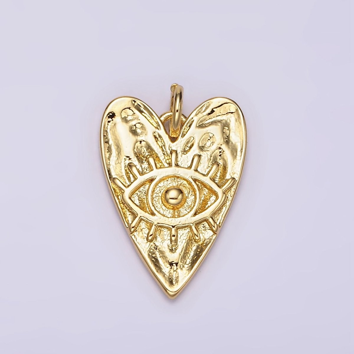 14K Gold Filled 20mm Evil Eye Hammered Heart Charm | AC910 - DLUXCA