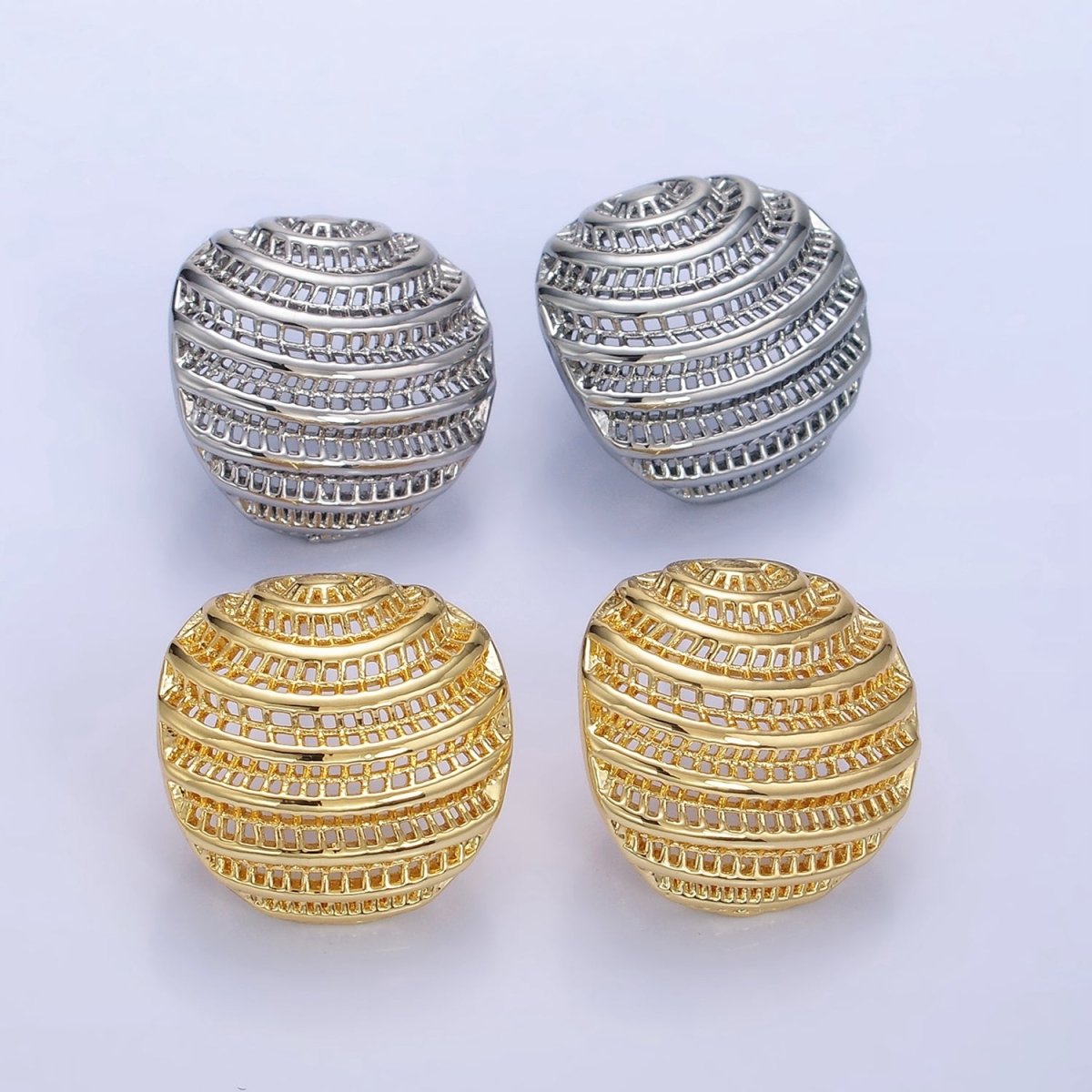 14K Gold Filled 20mm Filigree Dome Stud Earrings in Gold & Silver | P463 P464