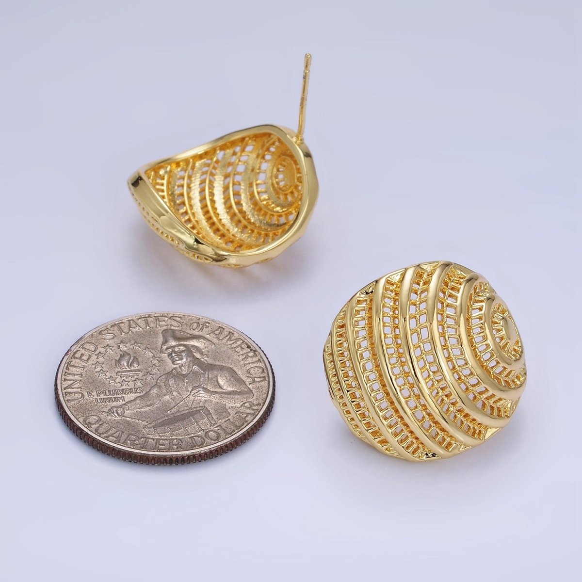 14K Gold Filled 20mm Filigree Dome Stud Earrings in Gold & Silver | P463 P464