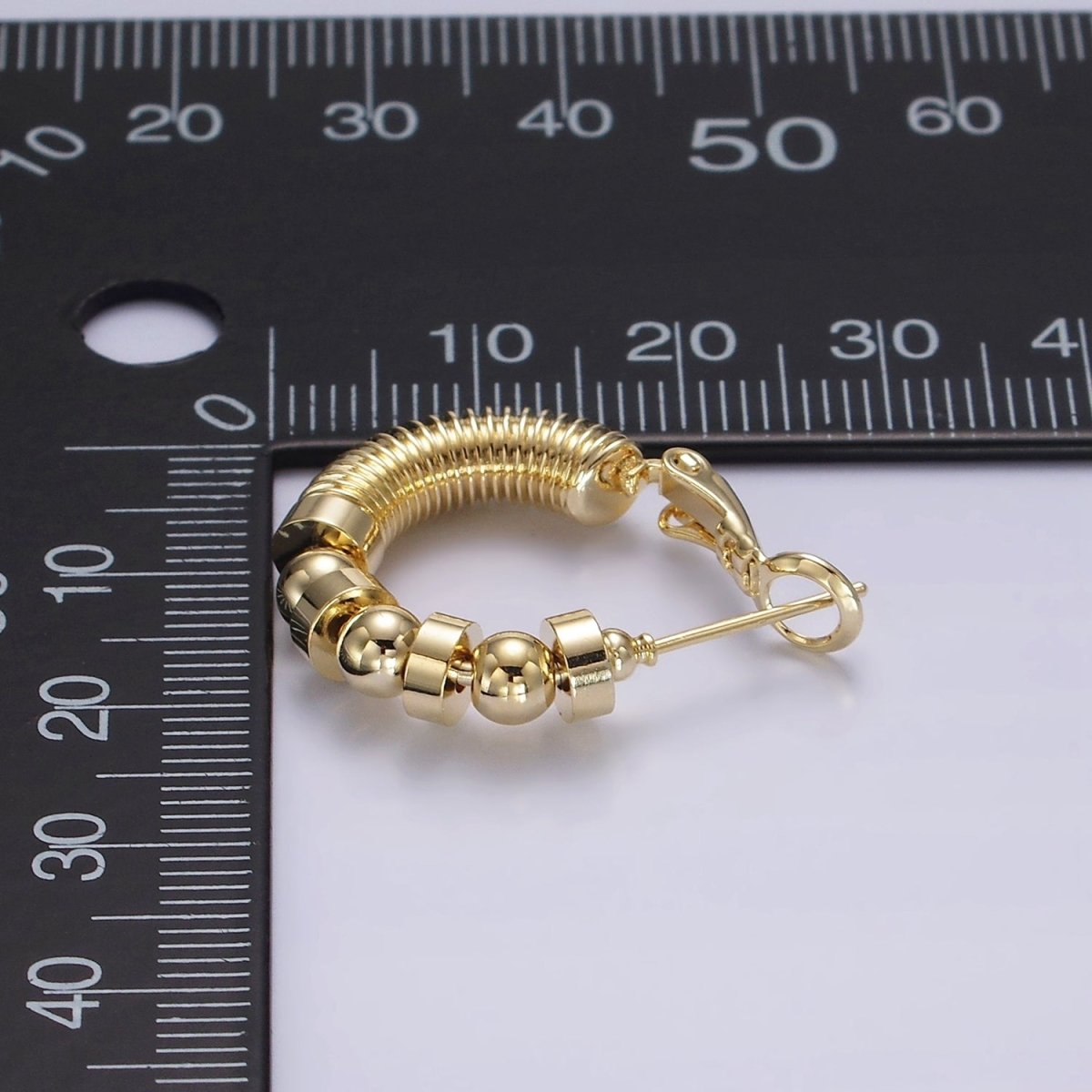 14K Gold Filled 20mm Geometric Croissant Rhondelle Bead Hinge Hoop Earrings in Gold & Silver | AE311 AE312