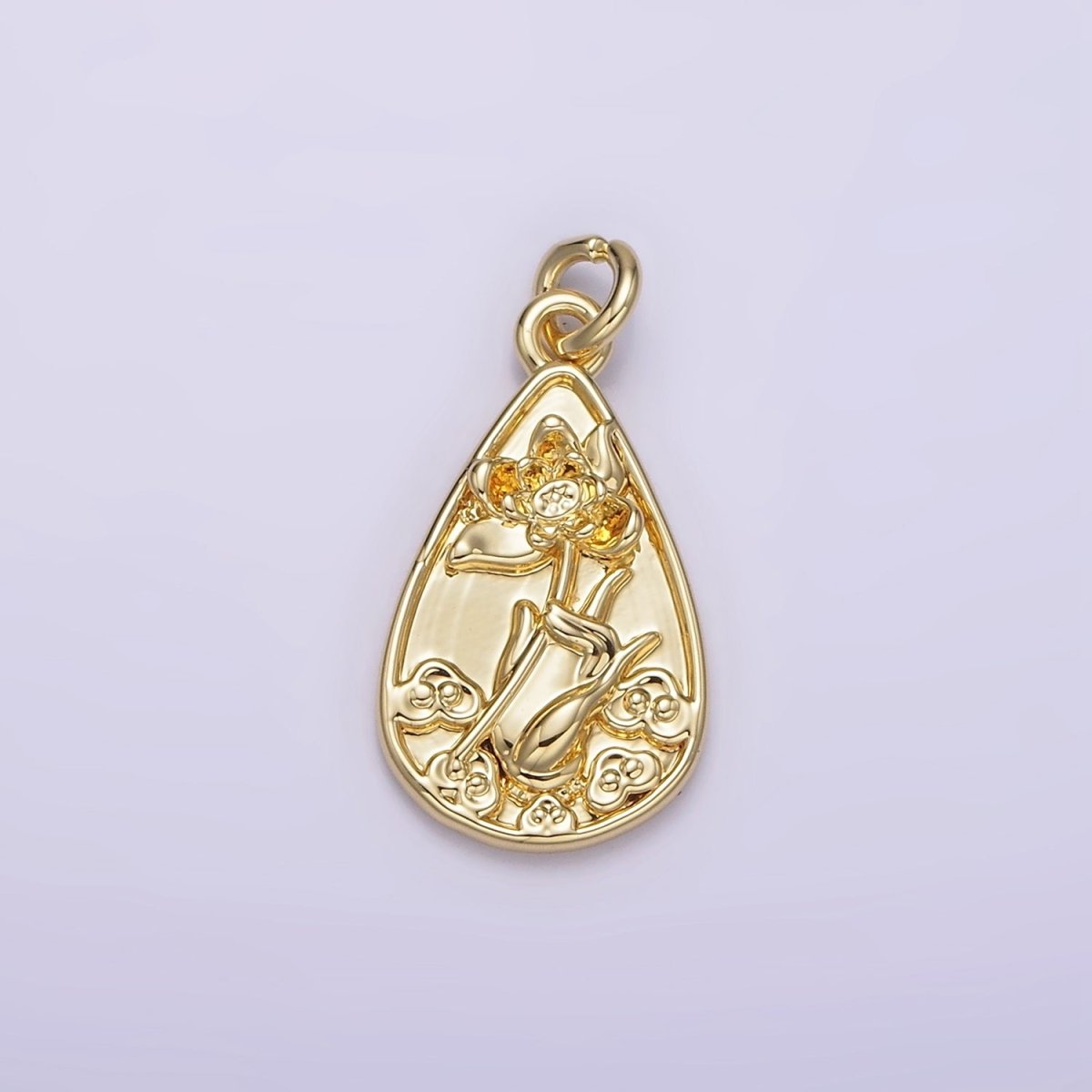14K Gold Filled 20mm Hand Held Flower Teardrop Charm | AG262 - DLUXCA