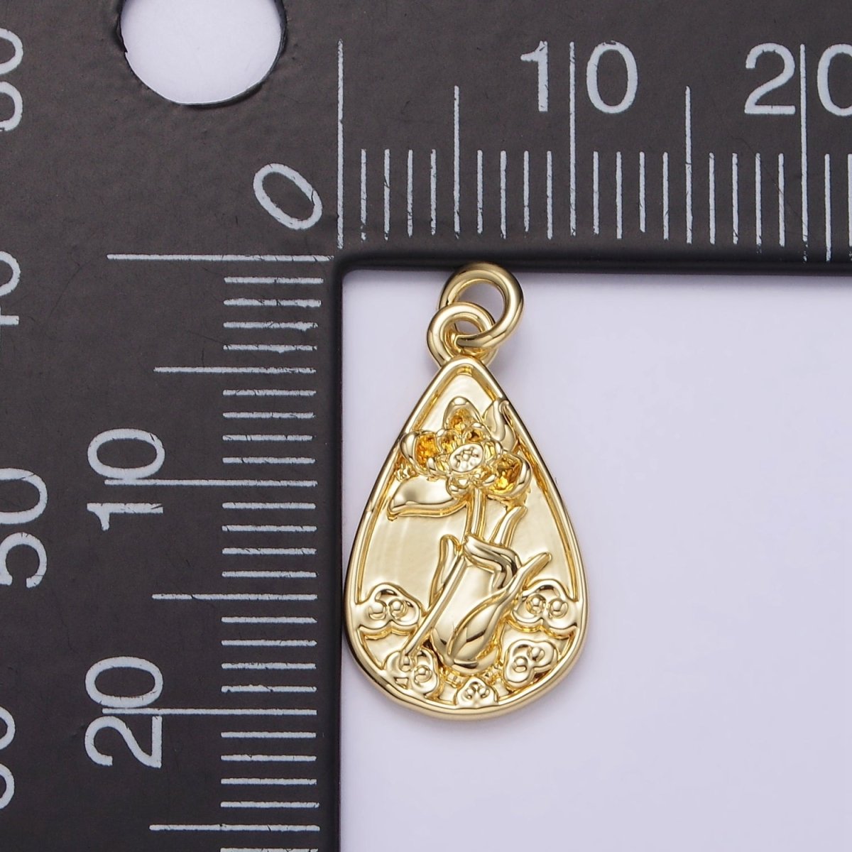 14K Gold Filled 20mm Hand Held Flower Teardrop Charm | AG262 - DLUXCA