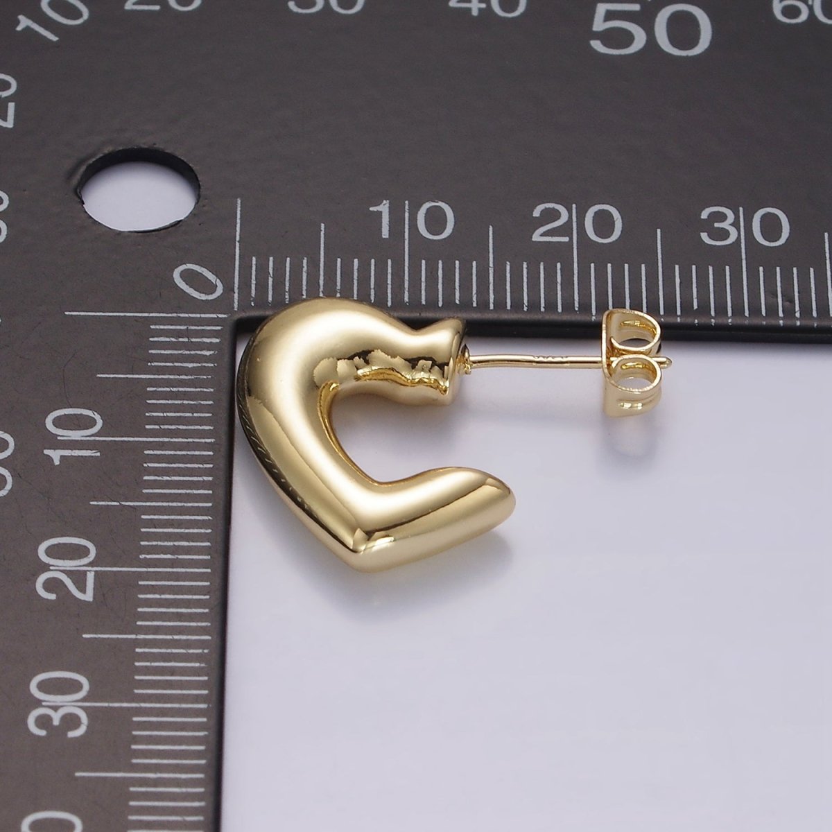14K Gold Filled 20mm Heart Minimalist C-Shaped Hoop Earrings | AE174