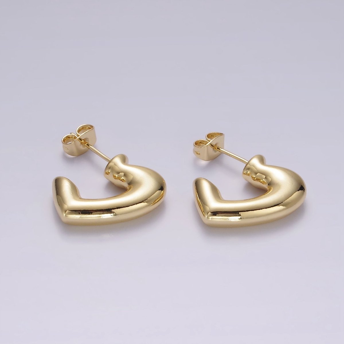 14K Gold Filled 20mm Heart Minimalist C-Shaped Hoop Earrings | AE174