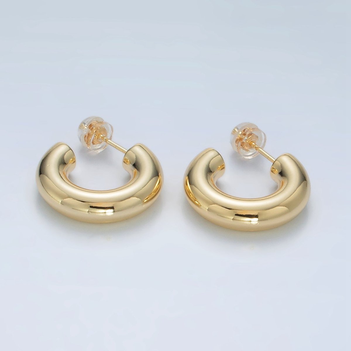 20mm Lightweight Minimalist C-Shaped Hoop Earrings in Gold & Silver | AD707 AD708