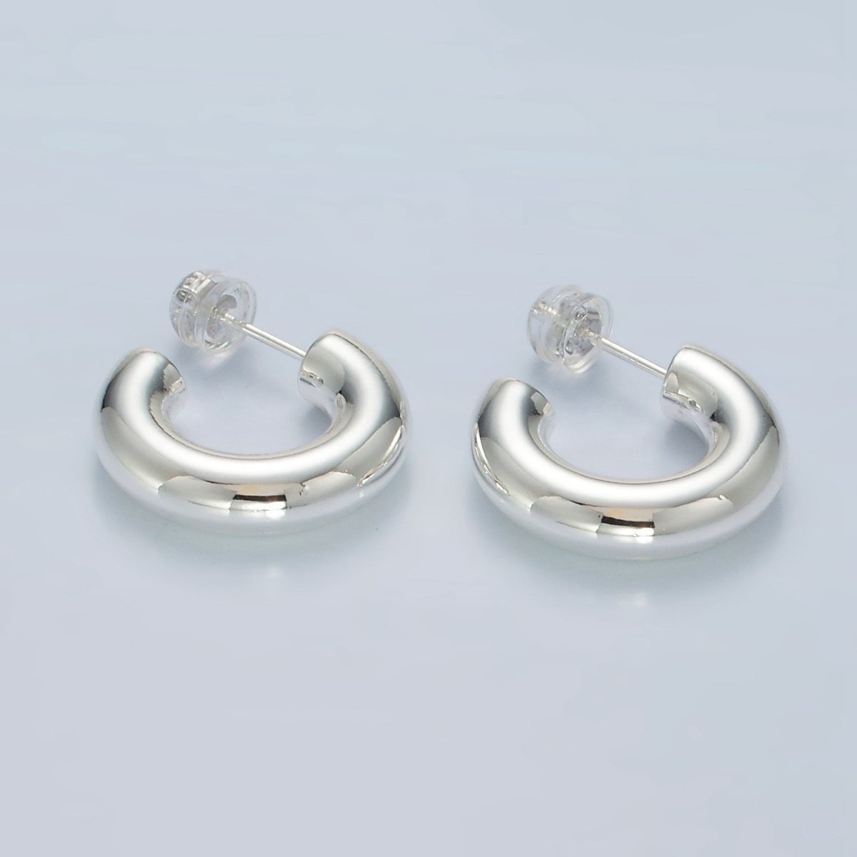 20mm Lightweight Minimalist C-Shaped Hoop Earrings in Gold & Silver | AD707 AD708