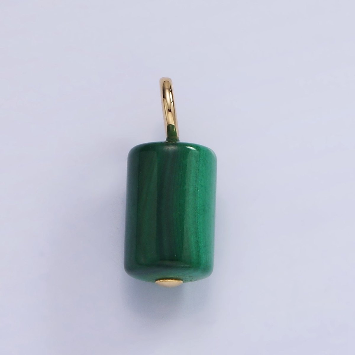 14K Gold Filled 20mm Malachite Gemstone Tube Drop Charm | AG705 - DLUXCA