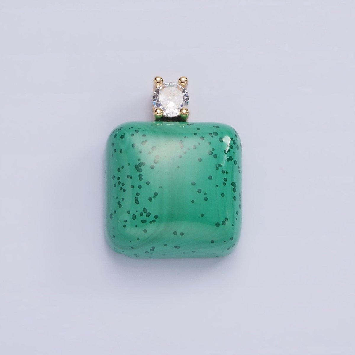 14K Gold Filled 20mm Malachite Square CZ Bail Pendant | AG710 - DLUXCA