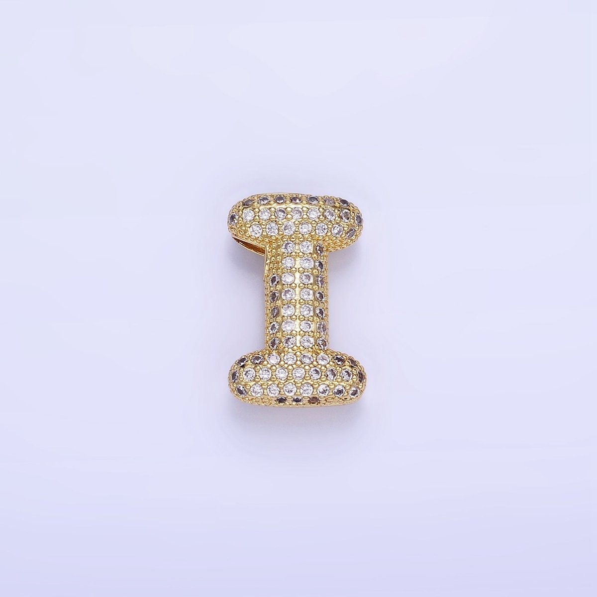 14K Gold Filled 20mm Micro Paved CZ Chubby Balloon Initial Letter | A-A1015-A-A1027