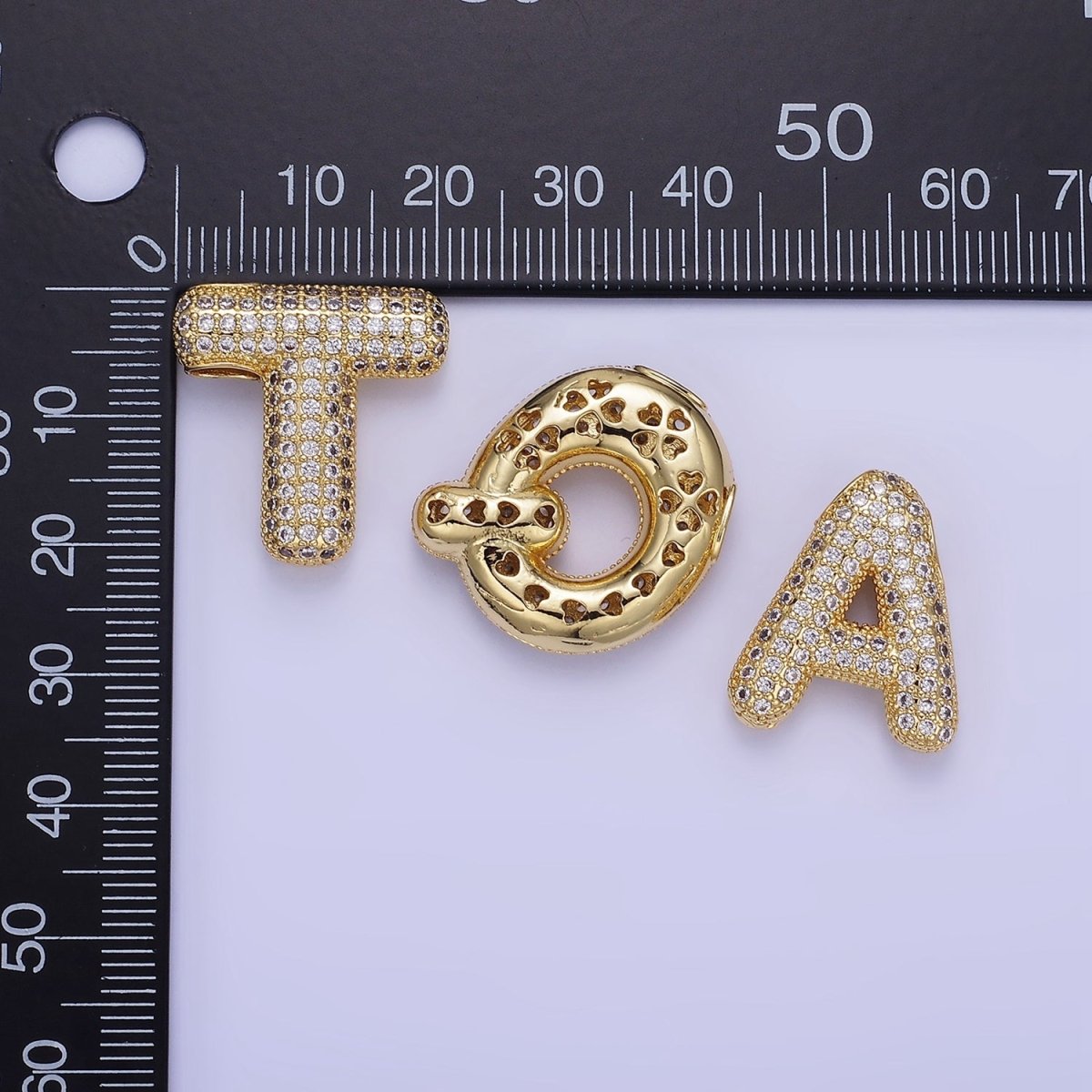 14K Gold Filled 20mm Micro Paved CZ Chubby Balloon Initial Letter | A-A1015-A-A1027