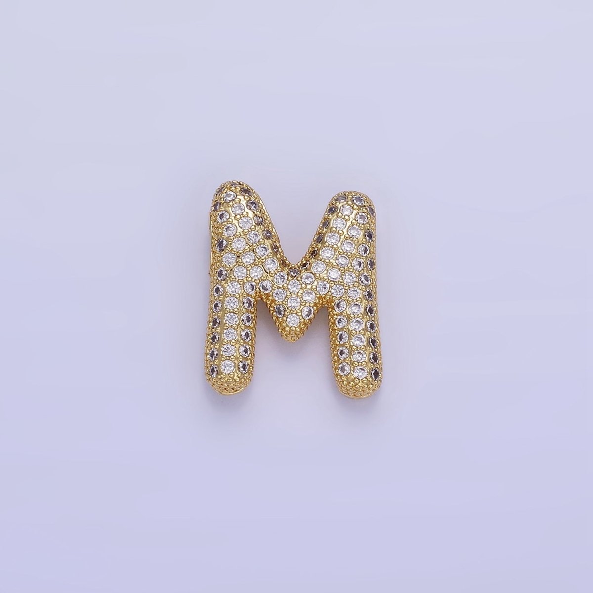 14K Gold Filled 20mm Micro Paved CZ Chubby Balloon Initial Letter | A-A1015-A-A1027